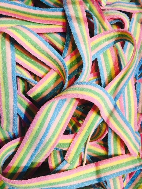 Sour Belts Aesthetic, Candy Aethstetic, Sour Candy Aesthetic, Sour Strips, Sour Sweets, Aesthetic Candy, Sour Candies, Candy Sour, Rainbow Sweets