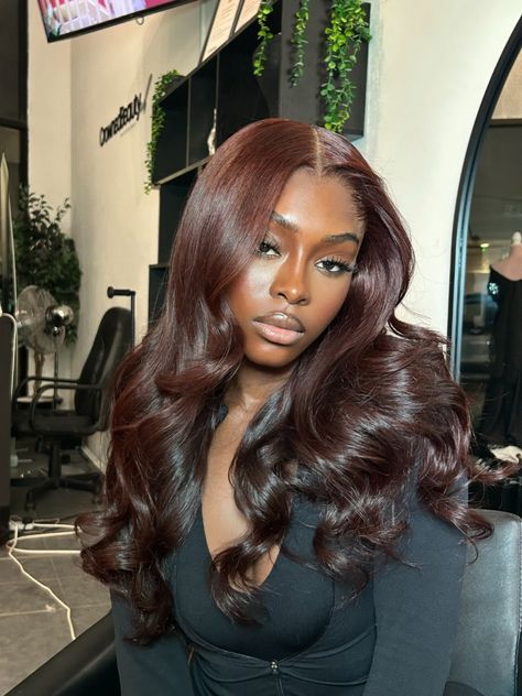 Color On Brown Skin Women, Full Frontal Wigs, Brown Hair Dark Skin, Frontal Wig Body Wave, Wigs Body Wave, Body Wave Lace Front Wigs, Body Wave Lace Front Wig, Dark Red Brown, Auburn Brown