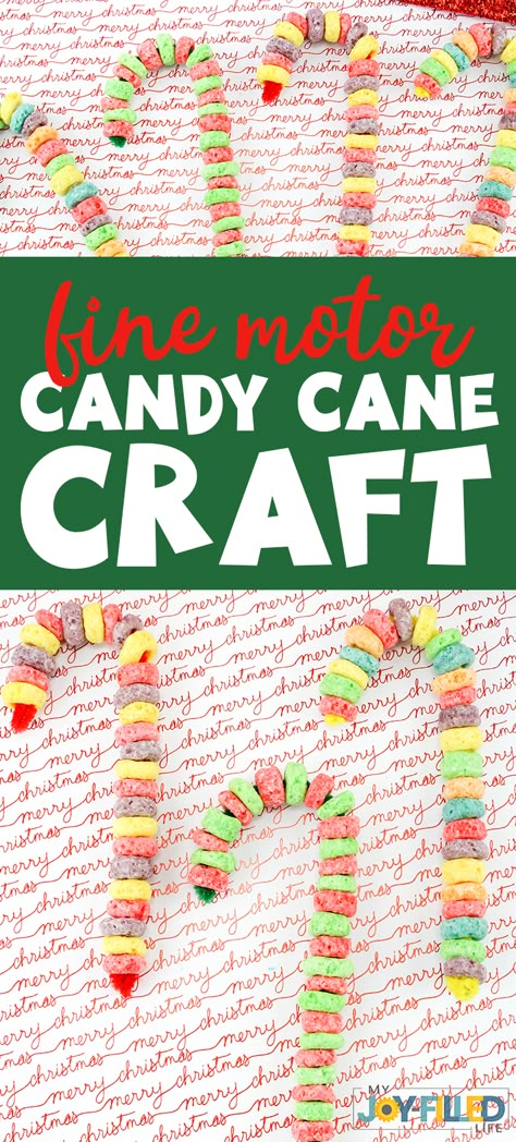 This fine motor candy cane craft is a great Christmas activity for little ones.  They make for great ornaments or gifts too! #Christmascraft #homemadeornaments #christmasornaments #finemotor #finemotorskills Preschooler Christmas Activities, Candy Cane Playdough Recipe, Vpk Christmas Activities, Xmas Fine Motor Activities, Fine Motor Activities For Toddlers Christmas, Christmas Crafts For Special Education, Candy Cane Toddler Craft, Candy Cane Process Art, Christmas Party Activities For Toddlers