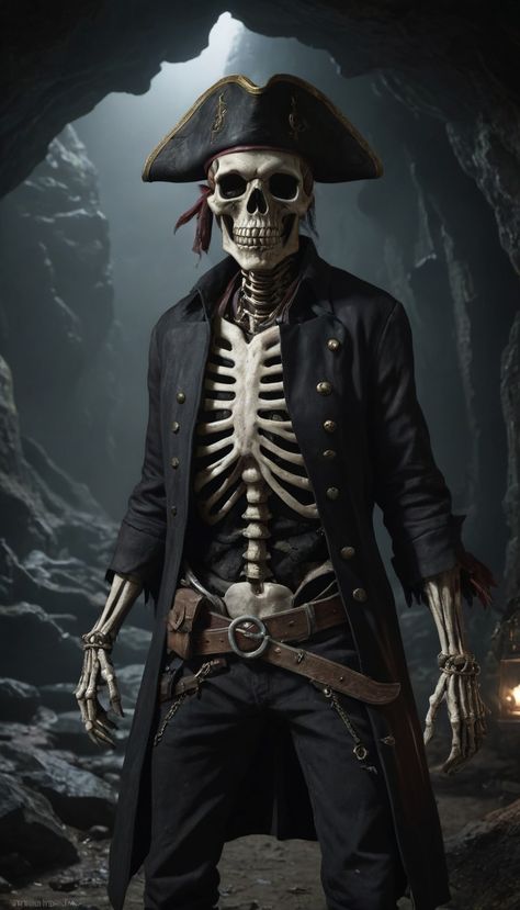 skeleton dressed as a pirate, digital painting Pirate Skeleton Drawing, Rule Number 5, Pirate Photography, The Magicians Characters, Pirate Concept, Dark Pirate, Pirate Drinks, Halloween Imagem, Pirate Code