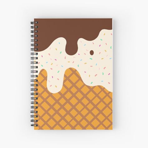 Get my art printed on awesome products. Support me at Redbubble #RBandME: https://www.redbubble.com/i/notebook/Chocolate-Ice-Cream-Cute-Kawaii-Dessert-by-trajeado14/75342175.WX3NH?asc=u Kawaii Notebook Cover, Ice Cream Cute, Preppy School Supplies, Cute Spiral Notebooks, Cute Diary, Bic Pens, Kawaii Dessert, Notebook Cover Design, Diary Covers