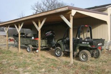 A lean-to is normally attached to a building (bard shed garage or the side of the house) in order to provide economical shelter for equipment or vehicles. #howtobuildashed Lean To Ideas, Free Standing Carport, Lean To Carport, Attached Carport, She Shed Plans, Building A Carport, Diy Carport, Curved Pergola, Carport Plans