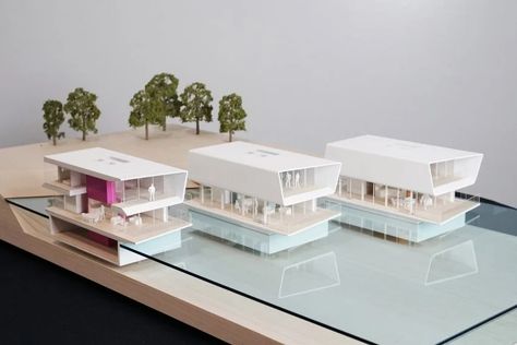 Modular Water Dwellings proposed for areas at risk from rising sea levels Grimshaw Architects, Thesis Presentation, Floating Cities, Flood Mitigation, Rising Sea Levels, Water Architecture, Floating Architecture, Site Model, Normal House