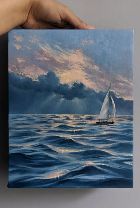 How To Paint The Ocean, Sea Painting Ideas, Ocean Painting Ideas, Painting Ideas Inspiration, Waves Acrylic Painting, Ocean Painting Acrylic, Sea Acrylic Painting, Acrylic Inspiration, Sea Paintings