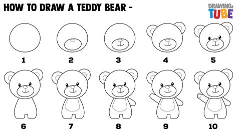 How To Draw a Teddy Bear For Kids Teddy Bear Doodle Easy, Cute Bear Drawings Easy, How To Draw Teddy Bear, Teddy Bear Painting Easy, How To Draw A Teddy Bear, How To Draw A Bear Easy, Bear Doodle Easy, How To Draw A Bear, Easy Teddy Bear Drawing