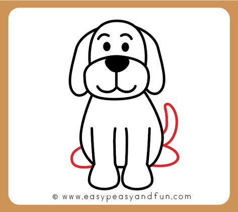 How to Draw a Dog - Step by Step Drawing Tutorial for a Cute Cartoon Dog - Easy Peasy and Fun Simple Puppy Drawing, Drawing Dogs Easy, Dog Pictures To Draw, Puppy Drawings, Dog Drawing For Kids, Dog Themed Crafts, Dogs Sketch, Easy Dog Drawing, Puppy Drawing Easy