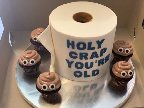 Poop Cake, Toilet Paper Cake, Birthday Cake Funny, Tårta Design, Cake Funny, Emoji Cake, 80 Birthday Cake, Dad Birthday Cakes, 60th Birthday Cakes