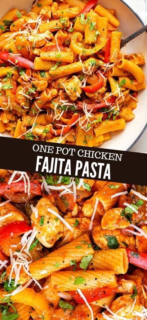 Slow Cooker Fajita Pasta, Ground Chicken Fajita Pasta, Mexican Chicken Pasta Bake, Chicken Fajita Pasta Bake, Easy Midweek Dinners, Midweek Dinner Ideas, Mexican One Pot Meals, One Pot Chicken Pasta Recipes, One Pot Meals Pasta