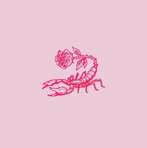 Pink Scorpion Tattoo, Pink Scorpio Aesthetic, Scorpio Pink Aesthetic, Pink Hippie Wallpaper, Scorpion Rose Tattoo, Pink Tattoo Aesthetic, Pink Scorpio, Scorpio Aesthetic, Heart Tattoo Ideas