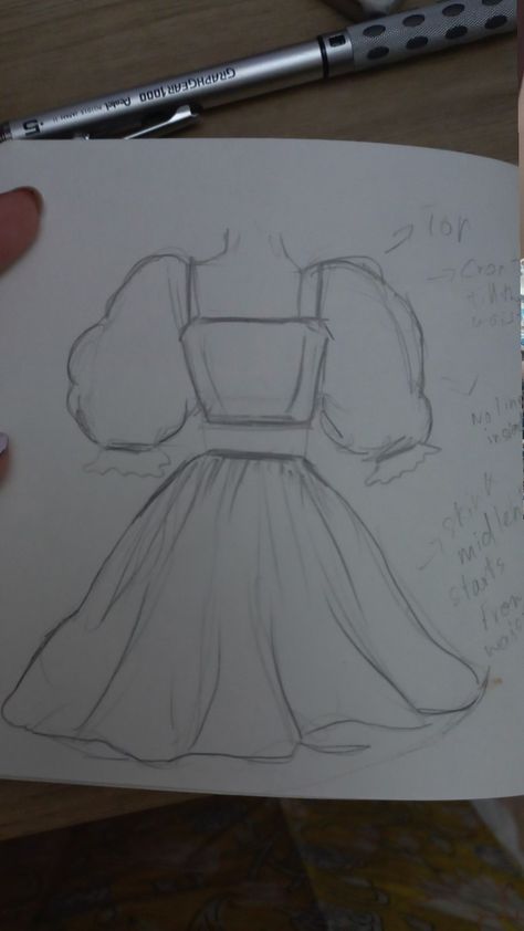 Fluffy dress drawing Puffy Dress Reference Drawing, How To Draw Fluffy Clothes, Fluffy Dress Drawing, Puffy Dress Drawing, Fluffy Dress, Poofy Dress, Baggy Dresses, Drawing Pictures, Puffy Skirt