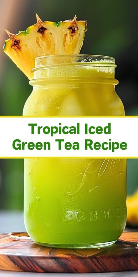 Cool off with our Tropical Iced Green Tea Recipe! This fruit-infused green tea blends tropical flavors for a deliciously refreshing and fruity drink. Hot Green Tea Recipes, Pineapple Green Tea, Green Tea Blends, Herb Teas, Iced Green Tea Recipe, Moroccan Mint Tea Recipe, Matcha Iced Tea, Milk Thistle Tea, Mint Tea Recipe