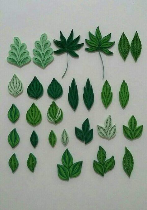 Disney Paper Quilling, Quilling Flowers Patterns, Paper Quilling Leaves, Quilling Art Ideas, 3d Quilling Ideas, Quilling Ideas For Beginners, Quilled Leaves, Teknik Quilling, Quilling Leaves