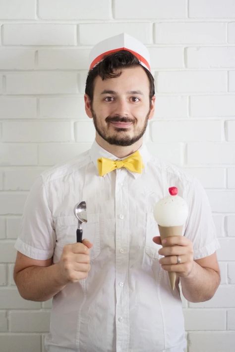 Costumes From Your Closet, Halloween Costume Ideas For Adults, Ice Cream Costume, Diy Soda, Soda Jerk, Diy Halloween Costume Ideas, Ice Cream Man, Diy Halloween Costumes Easy, Diy Halloween Costume