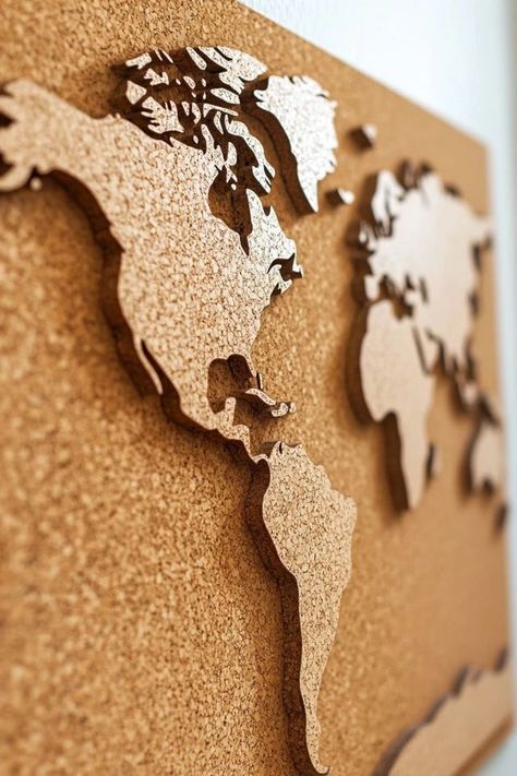 "Create a personalized travel tracker with a DIY Cork Board World Map! 🌍📍 Pin your favorite destinations and memories on this unique decor piece. 🌿✨ #TravelInspiration #DIYProjects #CorkBoardCrafts" Rum Inspiration, Free Printable World Map, World Map Pin, Cork Board Map, Travel Tracker, Diy Cork Board, Diy Cork, Cork Material, Cork Diy