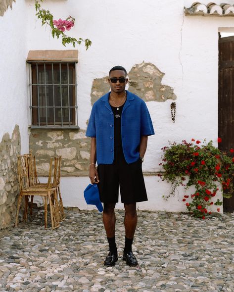 SS24 drop:two | Valle de Lecrín Bob and Romell style drop:two of our spring:summer ’24 collection, launching Thursday 30th May, 4pm BST for a:b | members  For sizing reference, Bob is 6’1/1.86m with a slim build, he wears a size large in our tops and medium in bottoms, Rom is 6’1/1.86m with an athletic build, he also wears a size large in our tops and medium in bottoms   Titled “Valle de Lecrín”, the collection takes inspiration from Andalusia. Focusing on a cycling race called the Vuelta a ... Vans Outfit, Cycling Race, Mens Outfit Inspiration, Summer Denim, Cropped Vest, Streetwear Men Outfits, Summer Outfits Men, Andalusia, High Fashion Street Style