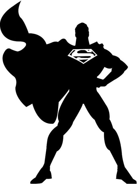 Superman Clipart, Superman Silhouette, How To Draw Batman, Heroes Theme, Superheroes Wallpaper, Batman Silhouette, Black And White Svg, Comic Book Room, Superhero Silhouette