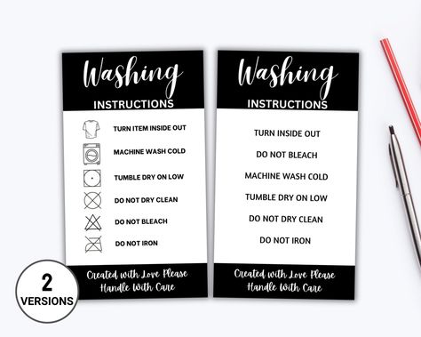 Printable Washing Instructions Card. Clothing Care Card. Shirt Packaging Insert. Washing Care Card. Small Business Supplies. T-Shirt Care Instruction Cards PDF ☑️ WHAT'S INCLUDED? ✔️ FILE 1: PDF file - (2 x 3.5 In) Size ✔️ FILE 2: PDF file - US-LETTER Size (8.5 x 11 In) ☑️ HOW CAN I DOWNLOAD THIS FILE? ✔️ Once your order is confirmed, you can download your file. ✔️ Your file will be available in the "Purchases and Reviews" section of your account. Use the following link to access it: https://www.etsy.com/your/purchases ✔️ Etsy will also send you an email with a direct link to download your file. ✔️ If you encounter any issues with the download, feel free to message me, and I'll assist you in resolving the problem. ☑️ SHIPPING: There is no shipping, you can instantly download the file after Care Instruction Cards, Shirt Packaging, Small Business Supplies, Care Card, Clothing Care, Business Supplies, Washing Instructions, An Email, E Mail