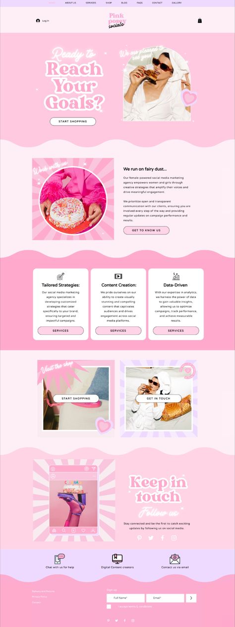 Create a modern, pink website template using Wix and Canva. This template is perfect for businesses, blogs, and personal #Pink_Website_Background #Wix_Website_Templates_Free #Pink_And_Blue_Website_Design #Barbie_Inspired_Branding Wix Website Templates Free, Girly Website Design Inspiration, Barbie Inspired Branding, Pink Website Design Inspiration, Canva Website Template, Girly Website Design, Cute Website Design, Wix Website Ideas, Pink Website Design