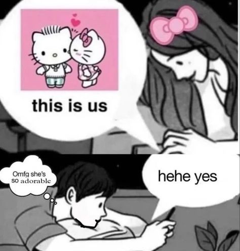 Romantic Reaction Pics, Hello Kitty Mood, Images Hello Kitty, Obsessed With Her, Me And Bae, My Kind Of Love, I Love My Girlfriend, Love My Boyfriend, Hello Kitty Pictures