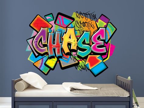 Buy Graffiti Name Colorful Brick Wall Decal Custom Name Art Online in India - Etsy Brick Wall Decal, Graffiti Name, Arrow Decal, Easy Graffiti, Graffiti Names, Wall Mural Decals, Name Wall Decor, Wall Graphic, Boy Girl Room