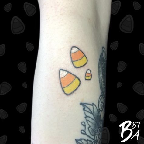 Candy Corn Tattoo, Corn Tattoo, Candy Tattoo, Sweet Tattoos, Throw Back, Cute Candy, Star Tattoos, Color Tattoo, Candy Corn