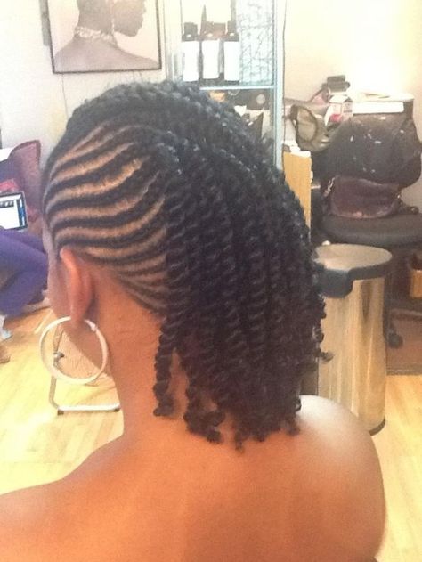 Cornrows into twists. Cute!                                                                                                                                                     More Cabello Afro Natural, Twisted Hair, Hair Afro, Pelo Afro, Beautiful Braids, Sisterlocks, Natural Hair Braids, Natural Hair Inspiration, Cornrow Hairstyles