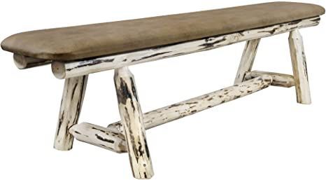 Montana Woodworks Montana Collection Plank Style Bench with Buckskin Upholstery, Ready to Finish Rustic Dining Room, Leather Bench, Dining Benches, Upholstered Bench, Beautiful Furniture, Wood Planks, Bench With Storage, Accent Furniture, Bench Furniture