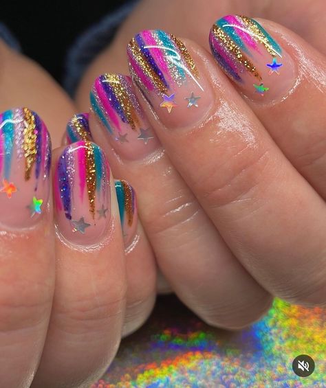 Rainbow Glitter Nails, Nail Polish Crafts, Glittery Nails, Glitter Gel Nails, Work Nails, Nail Stuff, Vacation Nails, Nails 2023, Rainbow Nails