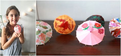 Thailand Crafts For Kids, Thai Umbrella, Umbrella Tutorial, Thailand Kids, Umbrella For Kids, Umbrella Template, Umbrella Craft, Instrument Craft, Paper Umbrellas