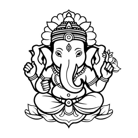 Ganesh Vector Art, Ganesh Drawing Simple, Ganesh Line Art, Ganesh Black And White, Ganesh Clipart, Ganpati Clipart, Ganesha Clipart, Ganpati Vector, Ganesh Vector