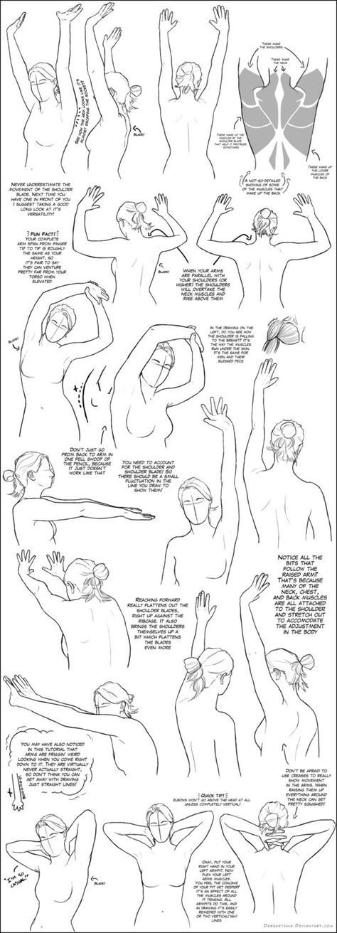 Arms Above the Shoulder/Head Tutorial by DerSketchie Head Tutorial, Comic Tutorial, Human Figure Drawing, Anatomy Sketches, Anatomy Drawing, Poses References, Figure Drawing Reference, Guided Drawing, Body Drawing