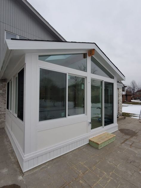 Porch To Sunroom Conversion, Sunroom Conversion, Sunroom Exterior, Four Season Room, Porch To Sunroom, Florida Lanai, Four Season Sunroom, Victorian Conservatory, Small Sunroom