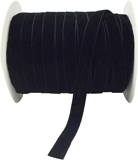 10 Yards Velvet Ribbon Spool (Black, 5/8") | Amazon (US) Velvet Choker Necklaces, Velvet Choker, Velvet Chair, Christmas Tablescapes, Fabric Ribbon, Wired Ribbon, Velvet Ribbon, Green Christmas, Sewing Stores