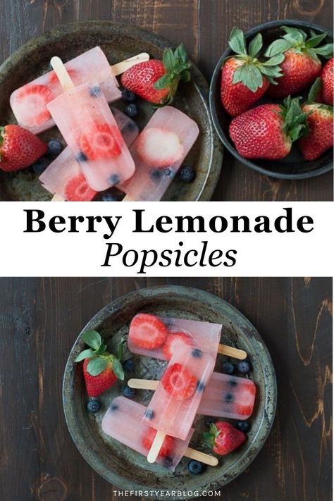 Berry Lemonade Popsicles are perfect for summer with fresh strawberries and blueberries! Lemonade Popsicles, Berry Lemonade, Sommer Mad, Strawberries And Blueberries, Sugar Pop, Homemade Popsicles, Popsicle Recipes, Summer Snacks, Köstliche Desserts