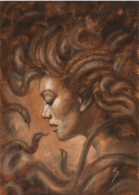 MATT STAWICKI - Medusa Study - item by CAF Medusa Historical Art, Medusa Oil Painting, Ancient Greek Art Paintings, Gorgon Mythology, Gaia Painting, Rage Painting, Medusa Aesthetic, Medusa Painting, Medusa Artwork