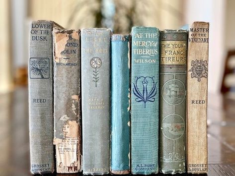 5 Ways to Style Vintage Books - Robyn's French Nest French Style Bookcase, Decorate With Vintage Books, How To Use Books For Decor, Antique Book Decor, Display Old Books, How To Display Old Books, Decorating With Vintage Books, Displaying Old Books, Vintage Books Decor