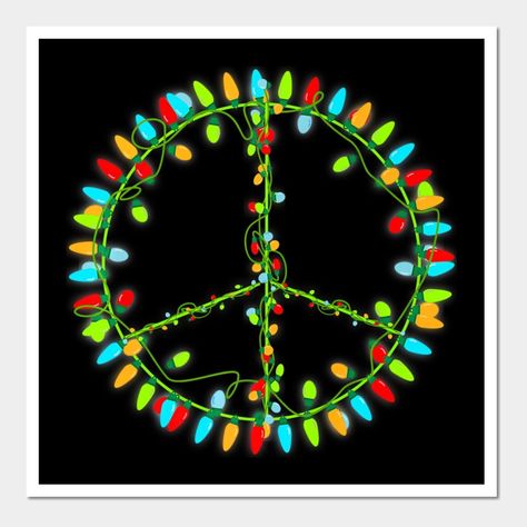 Peace Sign Christmas Lights, Christmas Peace Sign, Peace Sign Christmas, Advent Windows, Peace Sign Wall Art, Paz Hippie, Hippie Christmas, Abstract Painting Acrylic Modern, Christmas Posters