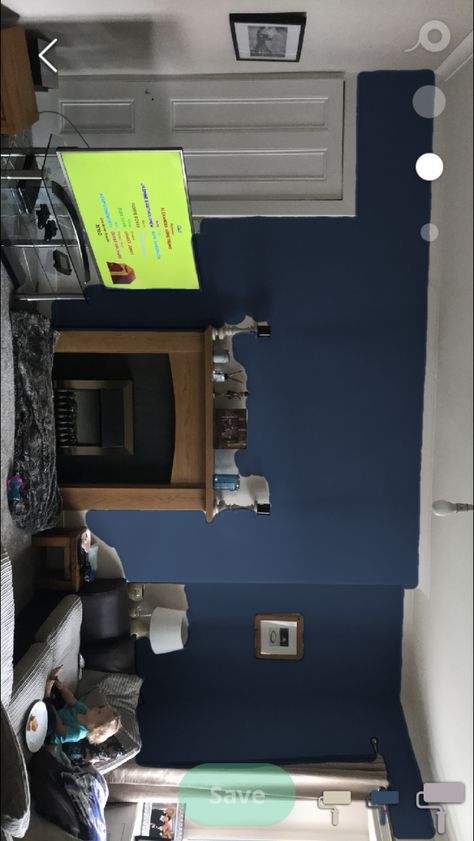 Dulux Saphire Salute Oxford Blue Dulux Paint, Dark Blue Living Room, Wall Colours, Blue Living Room Decor, Dulux Paint, Kitchen Family Rooms, Oxford Blue, Kitchen Color, Blue Rooms