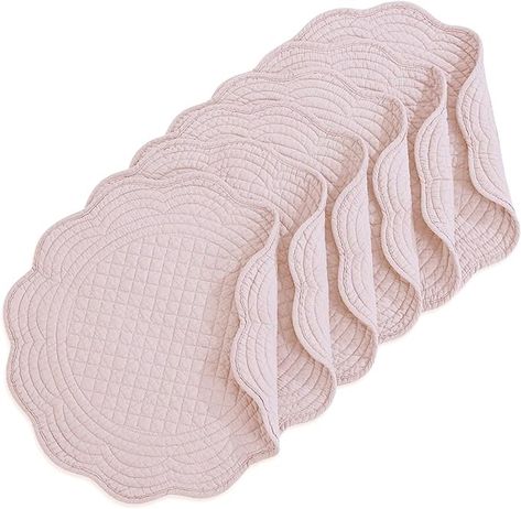 Amazon.com: HOMBYS Quilted Placemats Set of 6 Washable Round Placemats for Kitchen Table-100% Cotton Fabric 14 Inch Round Table Mats (14"x14", Pink) : Home & Kitchen Round Placemats Diy, Pink Placemats, Sugarplum Fairy, White Placemats, Quilted Placemats, Round Table Mats, Round Placemats, Place Mats Quilted, Plate Mat