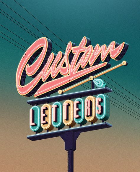 Custom Lettering Love by Jonathan Ortiz Retro Signs Vintage, Sign Lettering Fonts, Retro Signage, Typography Designs, Neon Words, Typography Artwork, Retro Sign, Paper Background Texture, Typography Graphic