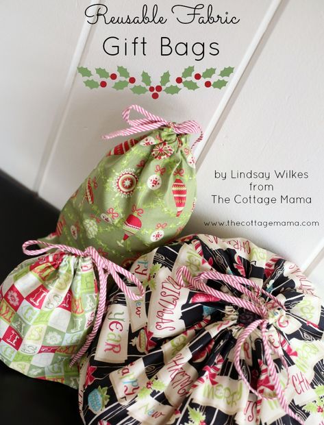 I am over at Skip to my Lou guest posting today for the Holiday Bake Craft Sew Along sharing a tutorial for Reusable Fabric Gift Bags. Come on over to check it out! I get to treat you to a SEW Amazing giveaway as part of our crafty series. This is one AMAZING giveaway! We are … Drawstring Bag Tutorials, Knitting Amigurumi, Christmas Sewing Projects, Gift Bags Diy, Felt Gifts, Reusable Gift Bags, Small Sewing Projects, Christmas Sewing, Bags Tutorial