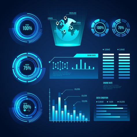 Futuristic Infographic, Technology Design Graphic, Big Data Visualization, Future Technology Concept, Infographic Business, Virtual Reality Technology, Marketing Icon, Data Visualization Design, Info Graphics