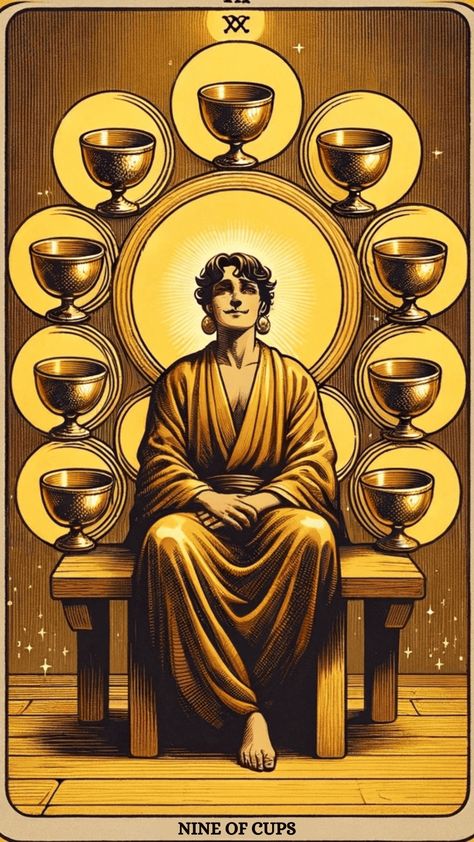 Discover the rich symbolism of the Nine of Cups tarot card. Uncover its meanings for love, career, and personal growth. Click for insightful revelations!https://centerspirited.com/tarot/the-nine-of-cups-card-meaning/ Nine Of Cups Tarot Meaning, 9 Of Cups Tarot, Nine Of Cups Tarot, 9 Of Cups, Nine Of Cups, Tarot Cups, Free Tarot Cards, Wallpaper Tiles, Rider Waite Tarot Decks