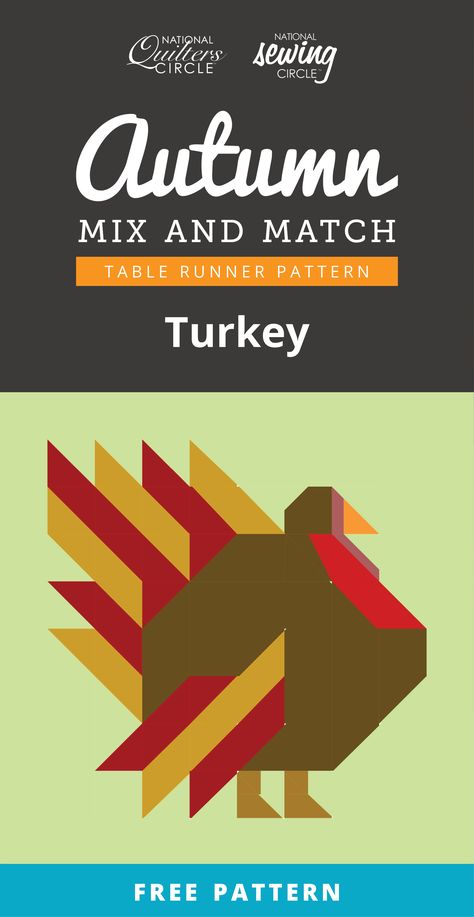 Turkey Quilt Patterns Free, Turkey Table Runner Pattern, Thanksgiving Quilt Blocks Free, Turkey Quilt Patterns, Seasonal Quilt Blocks, Thanksgiving Quilt Blocks, Turkey Quilt Block Free Pattern, Fall Quilted Table Runners Patterns Free, Fall Quilt Table Runner Patterns Free