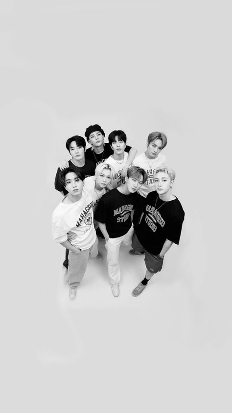 Kpop Backgrounds, Skz Wallpaper, Hipster Wallpaper, Kids Groups, Iphone Wallpaper Themes, Skz In Cute, Happy Pills, Black And White Wallpaper, App Icon Design