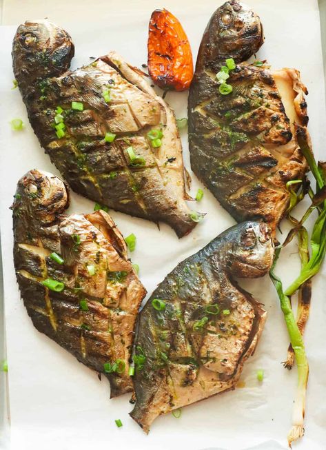 Grilled Pompano Fish Golden Pompano Fish Recipe, Healthy Vietnamese Recipes, Pompano Fish Recipe, Pompano Recipe, Pompano Fish, Butter Fish Recipe, Soul Food Recipes, Small Food Processor, Bbq Sauce Recipe