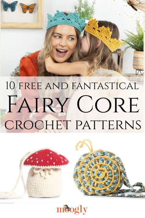 "Fairy Core" might be a new trend, but the aesthetic goes right back in time! So here are 10 free crochet patterns to create your own fantastical day! via @moogly Crochet Fairy Crown, Free Crochet Costume Patterns, Crochet Fairy Hat Pattern, Crochet Costumes Free Pattern, Crochet Ren Faire Accessories, Crochet Fairy Accessories, Crochet Fairy Hat Pattern Free, Fairy Granny Square, Crochet Fairy Dress Pattern Free