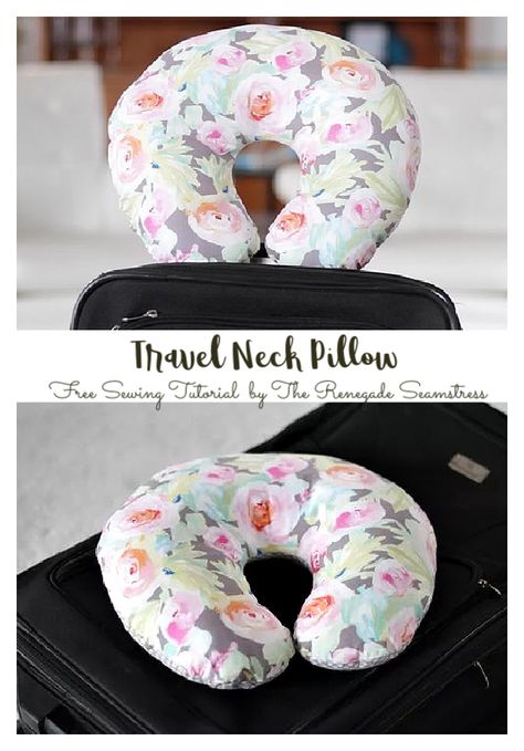 Neck Pillow Sewing Pattern, Neck Pillow Pattern, Renegade Seamstress, Fabric Art Diy, Travel Neck Pillow, Neck Pillows, Fabric Sewing Patterns, Free Sewing Pattern, Neck Pillow Travel