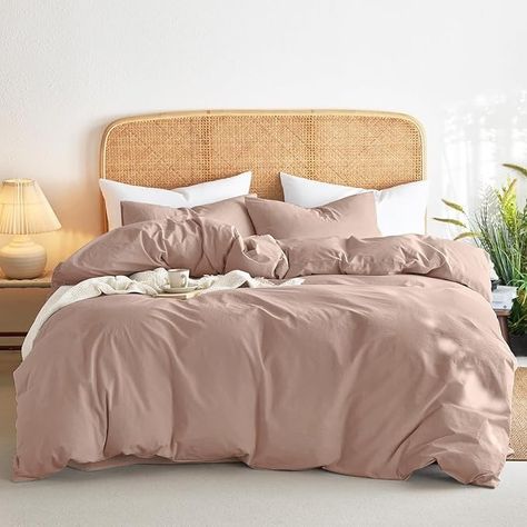 Wake In Cloud - Washed Cotton Duvet Cover Set, Yarn Dyed Plain Solid Color, Comfy and Soft Beddings with Zipper Closure and Corner Ties (3pcs, Dusty Pink, Queen Size) : Amazon.ca: Home Dusty Pink Throw Pillows, Pink Linen Duvet, Dusty Rose Bedding, Earth Tone Bedding, Dusty Pink Bedding, Light Pink Bedding, Neutral Bedding Sets, Blush Pink Bedding, Comfy Farmhouse