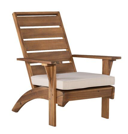 Sand & Stable Tynemouth Patio Chair with Cushions | Wayfair Wood Patio Chairs, Wood Adirondack Chairs, Outdoor Patio Chairs, Linen Armchair, Value City Furniture, Wood Patio, Chaise Lounges, Beige Cushions, Outdoor Chair